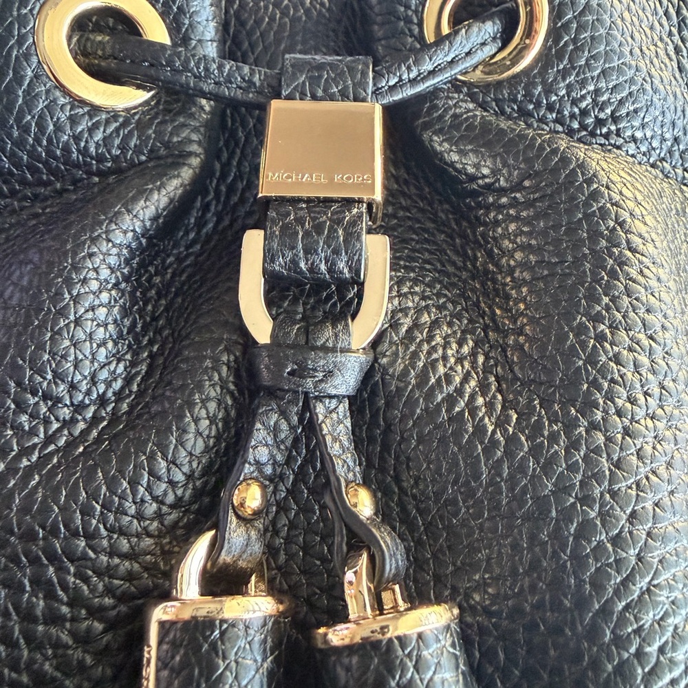 Michael Kors Black and Gold Leather Backpack
